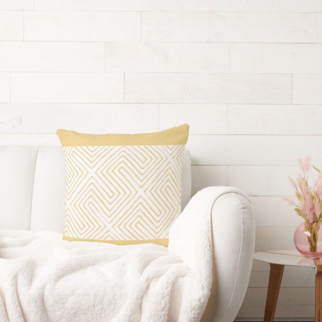 Almofada Ouro Padrão de Lama Amarelo e Branco Africano (Sofá)