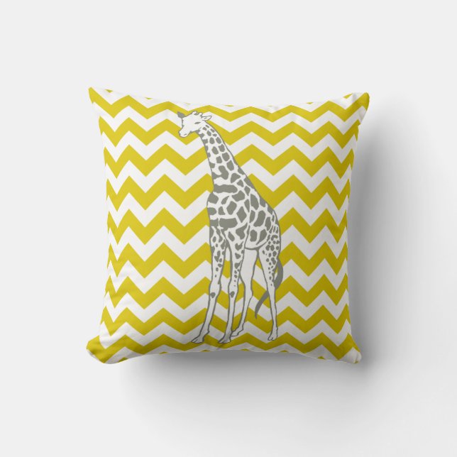Almofada Ouro Poppy Safari Chevron com Pop Art Giraffe (Frente)