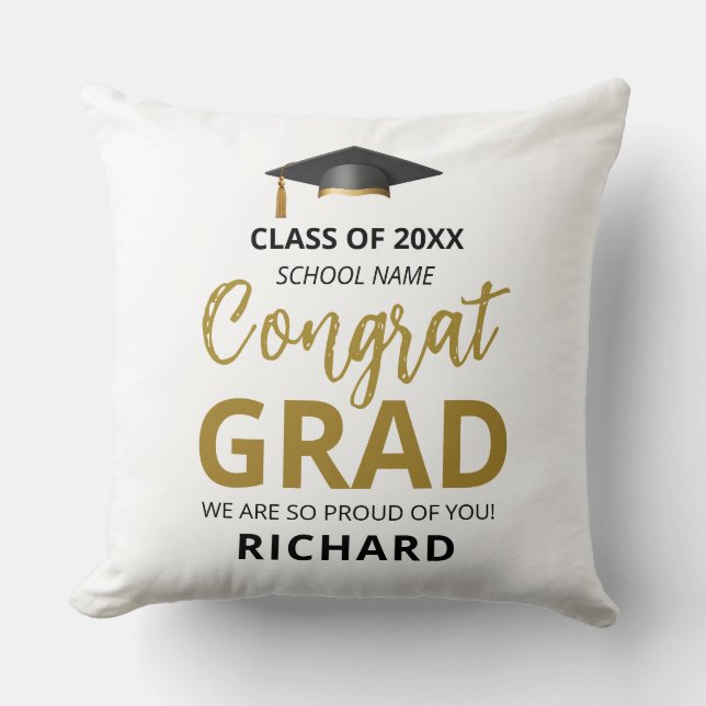 Almofada Ouro & Preto | Presente Personalizado de Formatura (Frente)