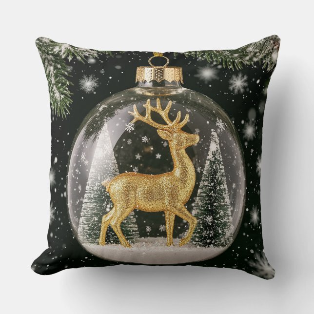 Almofada Ouro Reindeer Ornament (Frente)