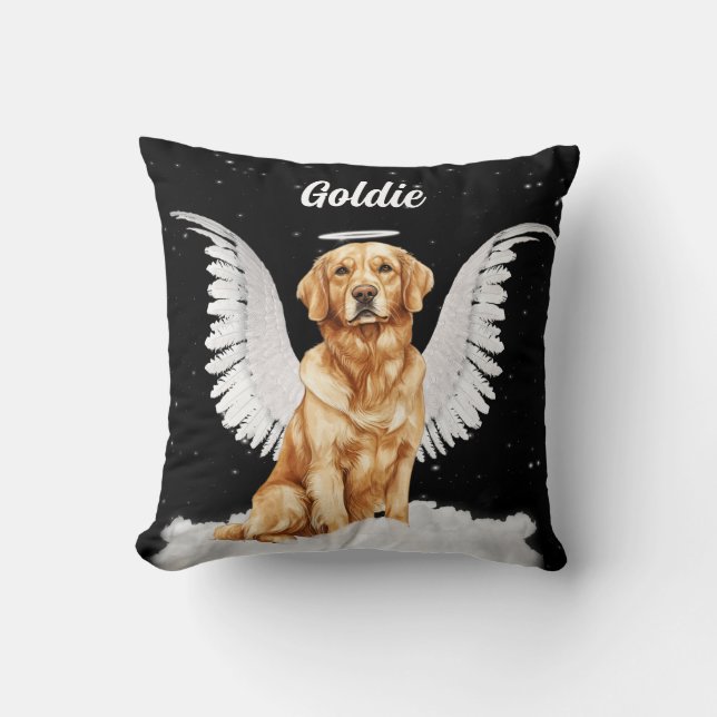 Almofada Ouro Retriever Angel Dog com Nome (Frente)