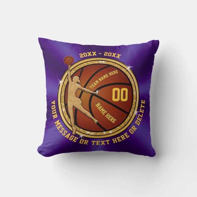 Almofada Ouro roxo presentes personalizados do basquetebol (Frente)
