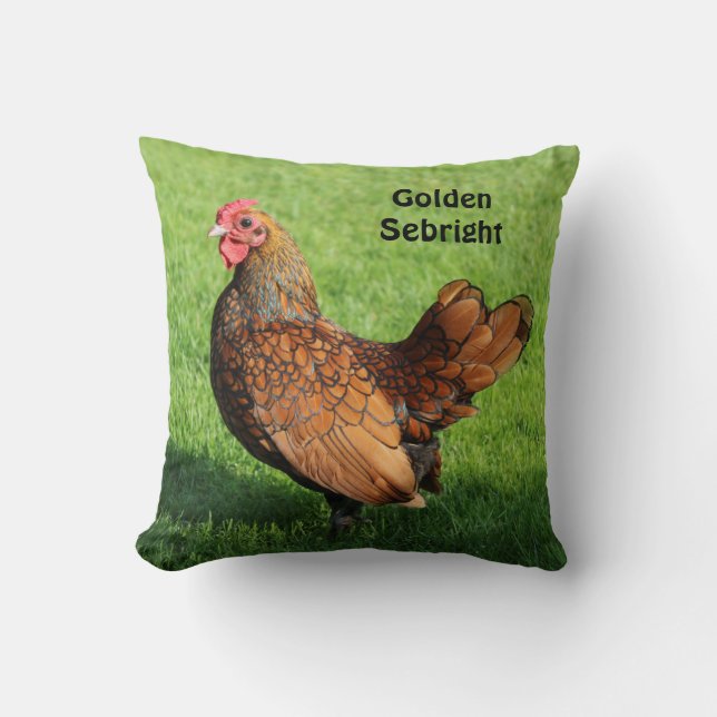 Almofada Ouro Sebright Rooster - Galinha Pet Bantam (Frente)