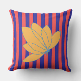 Almofada Ouro Vermelho Azul Floral Stripe