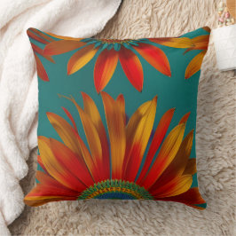 Almofada ouro vermelho laranja verde floral estilo marroqui