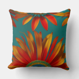 Almofada ouro vermelho laranja verde floral estilo marroqui