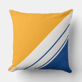 Almofada Ouro Yellow Royal Blue Diagonal White Stripes