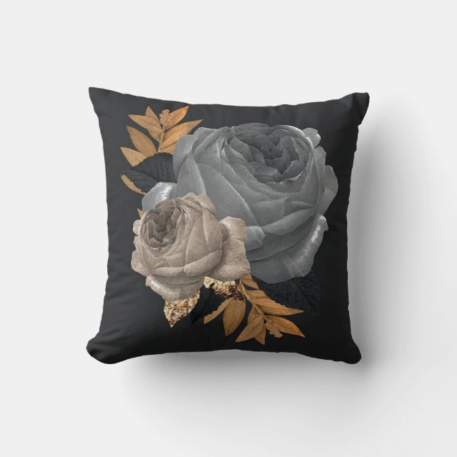 Almofada ouros com Travesseiro decorativo preto (Frente)