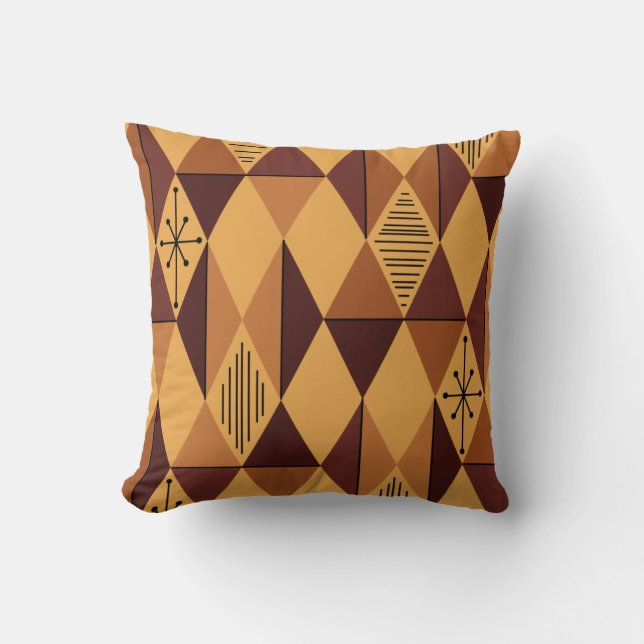 Almofada Ouros Ochre Maroon da Era Atômica (Frente)