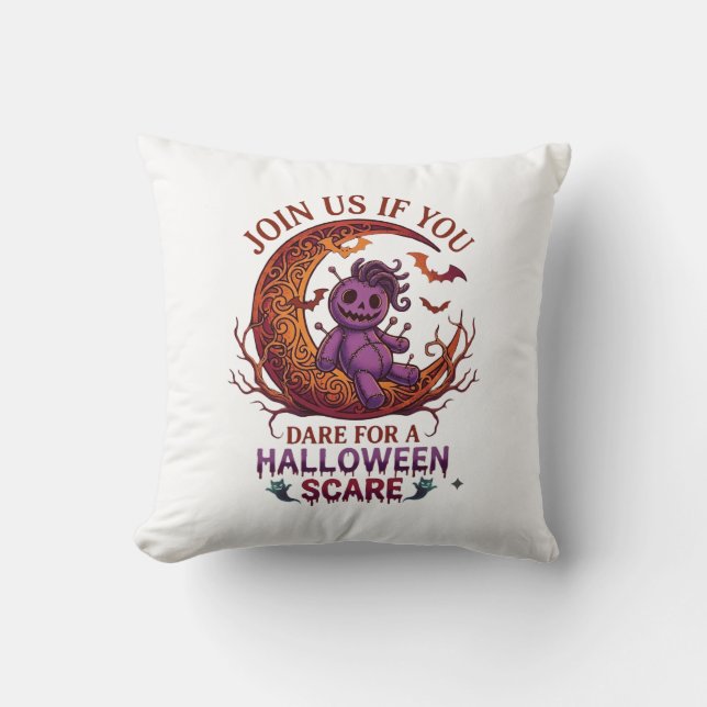 Almofada Ouse Halloween Medo Boneca Voodoo Roxa Crescente M (Frente)
