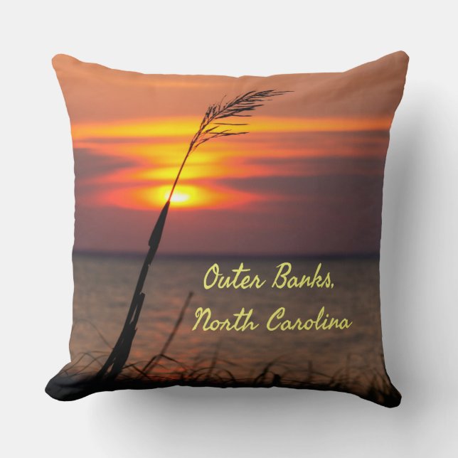 Almofada Outer Banks North Carolina Beach Sunset Orange Sky (Frente)