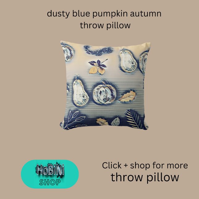 Almofada outono de abóbora azul empoeirado (dusty blue pumpkin autumn throw pillow)