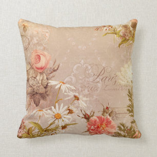 Almofada Outono em Paris Vintage Floral Ephemera Damask