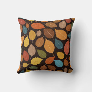 Almofada Outono Fofo Amarelo Marrom Aquarela Folhagem Outon
