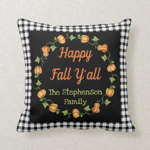 Almofada Outono Pumpkin Wreath Happy Fall Controlos