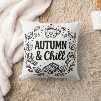 Almofada Outono & Relaxamento | Arte de Linha com Letras Ma
