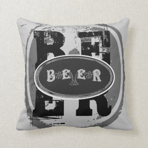 Almofada Oval Cerveja-Preto e branco 2