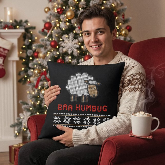 Almofada Ovelha Baa Humbug - Natal Pun Scrooge Engraçado (Criador carregado)
