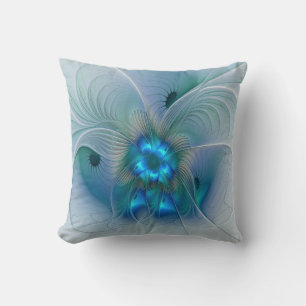 Almofada Ovinas de Pé, Fractal Turquesa Azul Abstrato