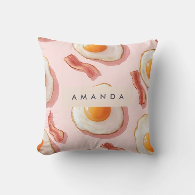 Almofada Ovos Pintados Personalizados e Padrões de Bacon (Frente)