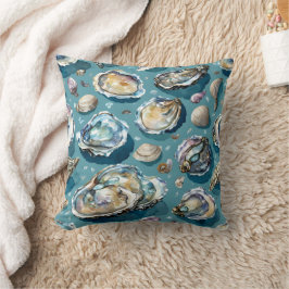 Almofada Oysters Clams Seashells Padrão Azul