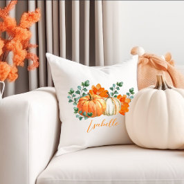 Almofada Pabóbora branca e laranja, decor floral do lar
