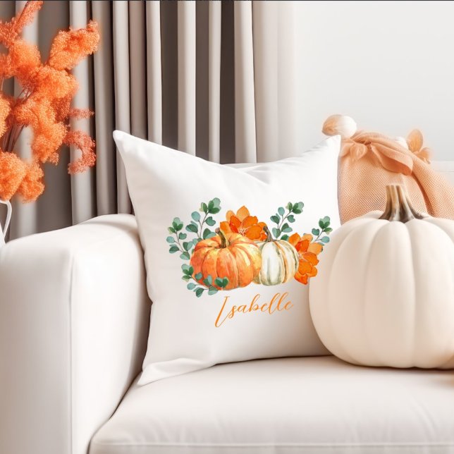 Almofada Pabóbora branca e laranja, decor floral do lar (Criador carregado)