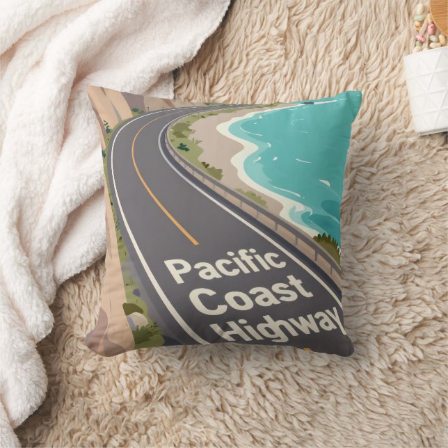 Almofada Pacific Coast Highway Graphic Travel Art (Cobertor)