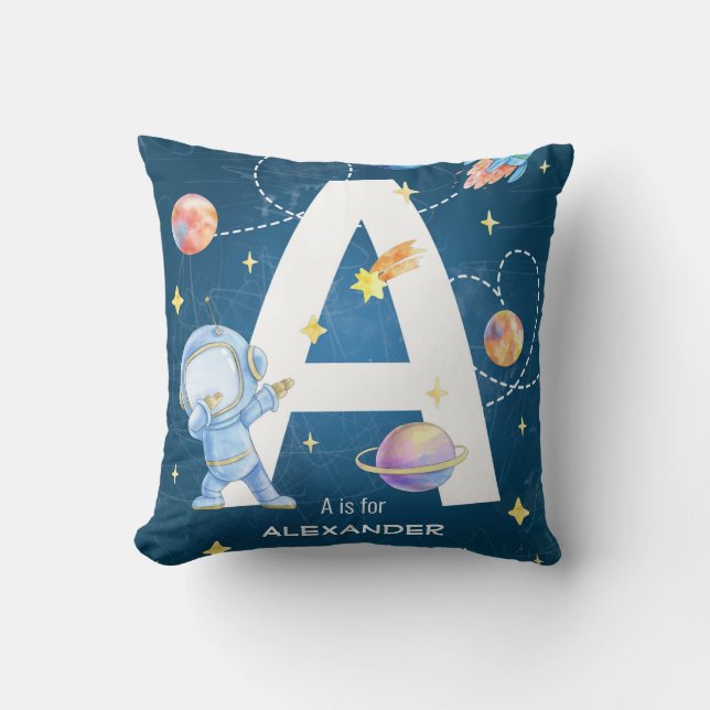 Almofada Pacote de Aventura de Espaço Personalizável - Letr (Frente)
