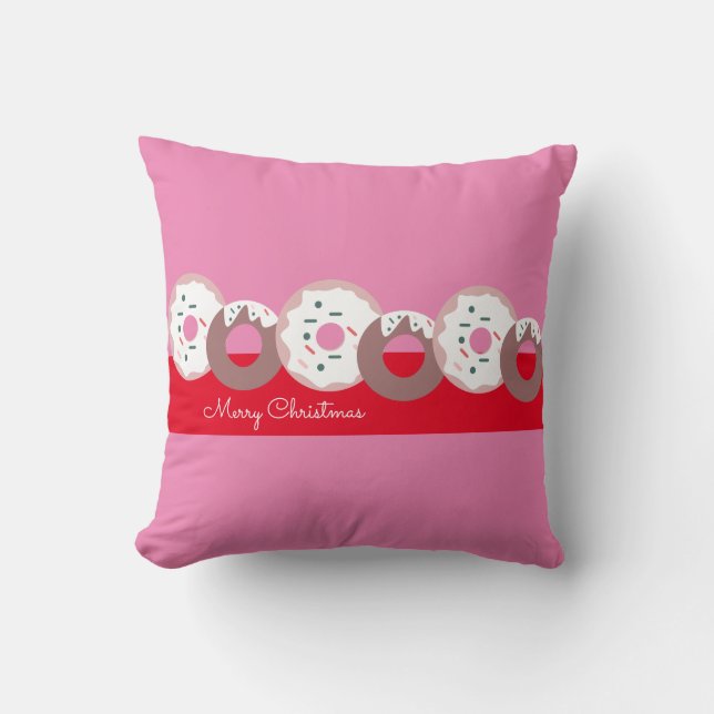 Almofada Padaria de Granulado de Rosquinhas de Natal Rosa V (Frente)