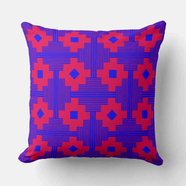 Almofada Padrão 061214 - Azul com Neon Red (Frente)