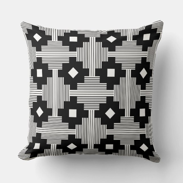 Almofada Padrão 061214 - Branco com Preto (Frente)