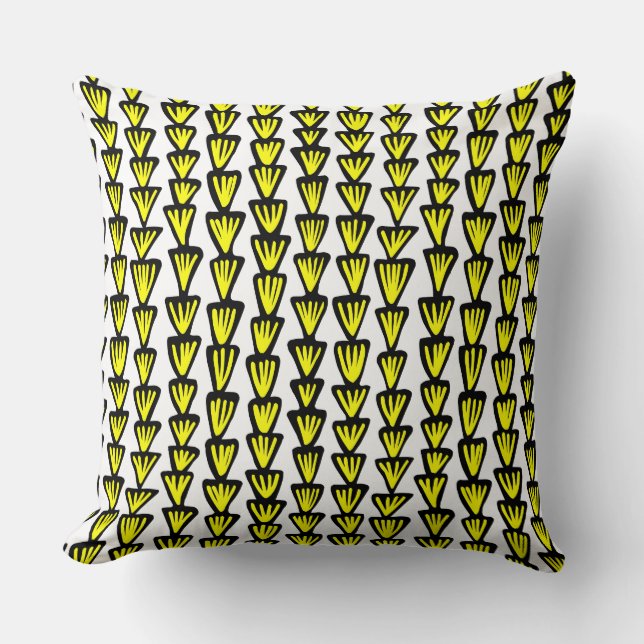Almofada Padrão 070515 - Preto e Amarelo em Branco (Frente)