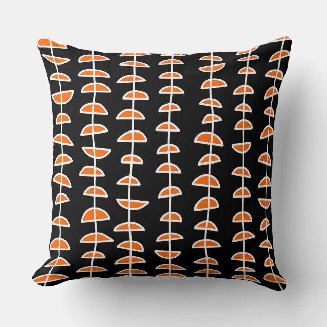 Almofada Padrão 080515 - Branco e Laranja em Preto (Frente)