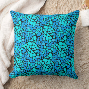 Almofada padrão abstrato de azulejo mosaico azul turquesa