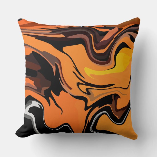 Almofada Padrão Abstrato de Redemoinho Laranja Fogo (Frente)