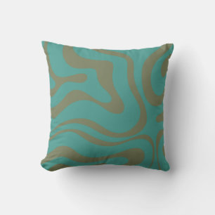 Almofada Padrão Abstrato de Redemoinho Líquido Retro em Oli