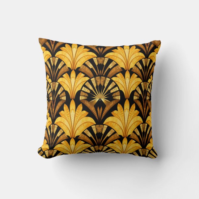 Almofada Padrão Abstrato Geométrico Neo Deco Dourado (Frente)