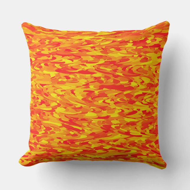 Almofada Padrão Abstrato Laranja Vermelho Amarelo (Frente)