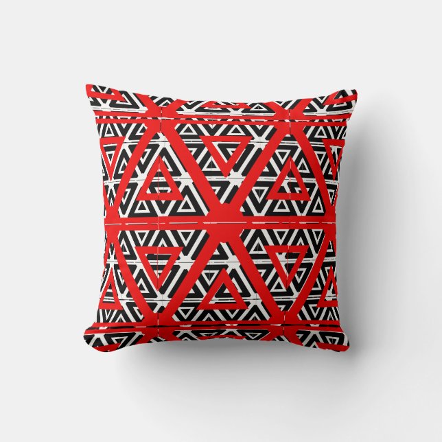 Almofada Padrão abstrato preto, branco e vermelho fundo sól (Frente)