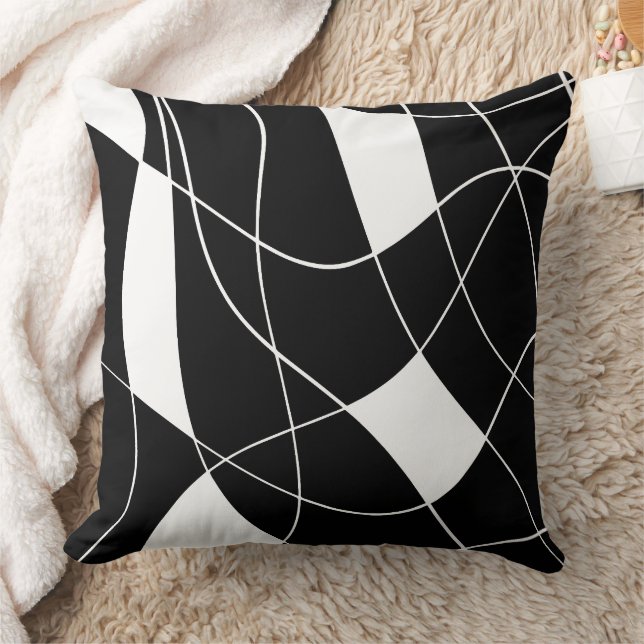 Almofada Padrão abstrato preto e branco elegante (Cobertor)