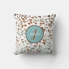 Almofada Padrão Abstrato Terrazzo Brown & Blue personalizad
