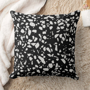 Almofada Padrão abstrato Terrazzo Mosaico preto e branco