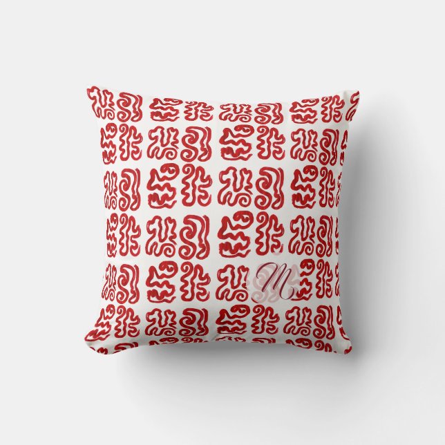 Almofada Padrão Abstrato Vermelho Decoração Tropical (Frente)