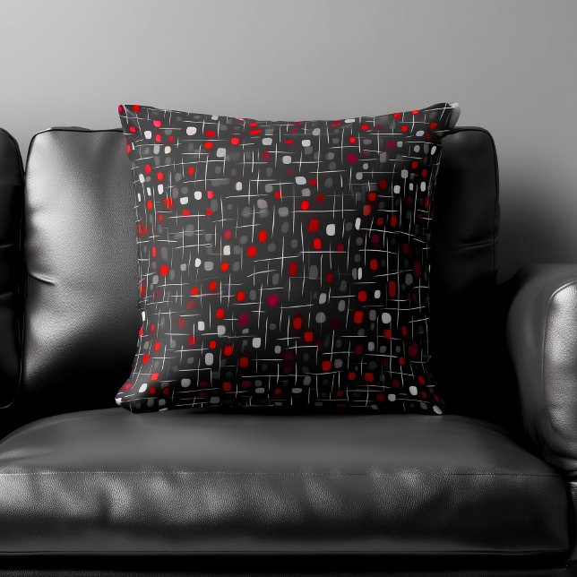 Almofada Padrão Abstrato Vermelho e Preto (Criador carregado)