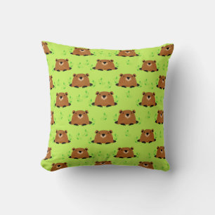Almofada Padrão Adorável de Groundhog Woodland