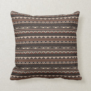 Almofada Padrão Africano Tribal Stripe Marrom