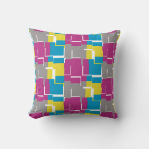 Almofada Padrão Amarelo Azul Roxo legal