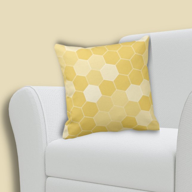 Almofada Padrão amarelo de mel inspirado na natureza (Nature-inspired Yellow Honeycomb Pattern Throw Pillow, Living Room
)