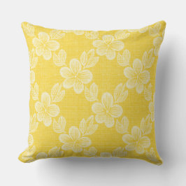 Almofada padrão amarelo de treliça floral